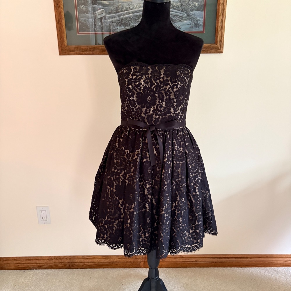 Robert Rodriguez Neiman Marcus Target Lace Party Dress Womens 4 Black Strapless